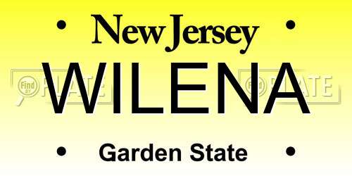 WILENA New Jersey License Plate