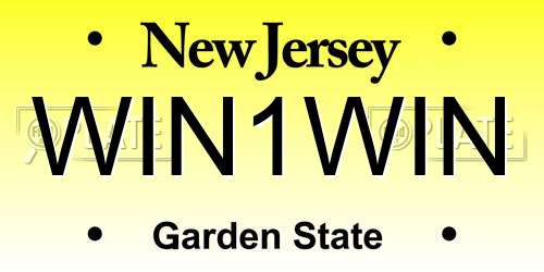 WIN1WIN New Jersey License Plate