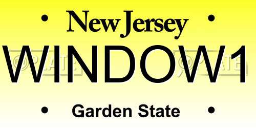 WINDOW1 New Jersey License Plate