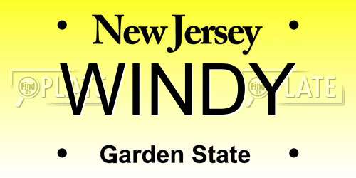 WINDY New Jersey License Plate