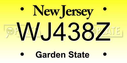 WJ438Z New Jersey License Plate
