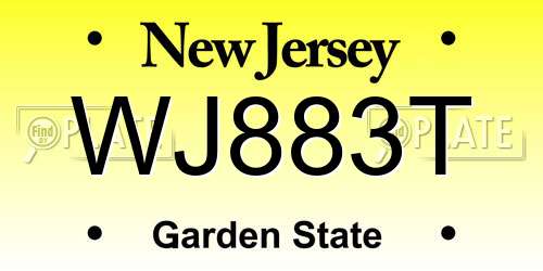 WJ883T New Jersey License Plate