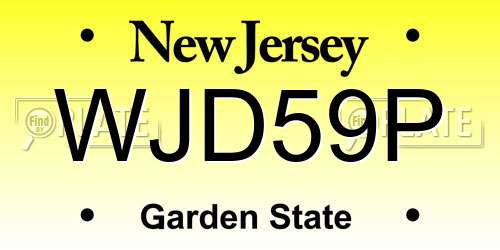 WJD59P New Jersey License Plate