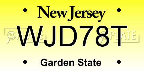 WJD78T New Jersey License Plate