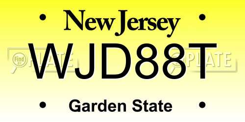 WJD88T New Jersey License Plate