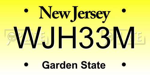 WJH33M New Jersey License Plate