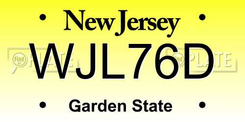 WJL76D New Jersey License Plate
