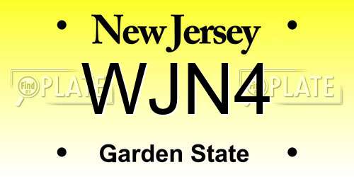 WJN4 New Jersey License Plate