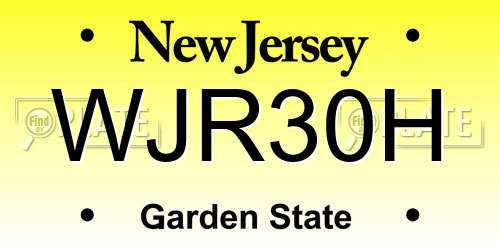 WJR30H New Jersey License Plate