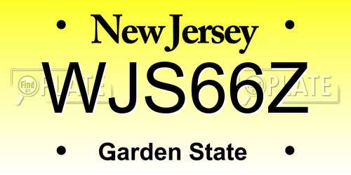 WJS66Z New Jersey License Plate