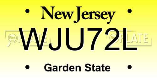WJU72L New Jersey License Plate