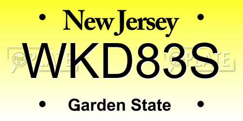 WKD83S New Jersey License Plate