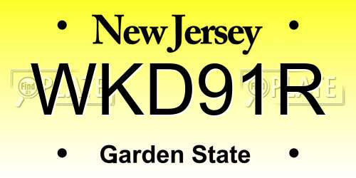 WKD91R New Jersey License Plate