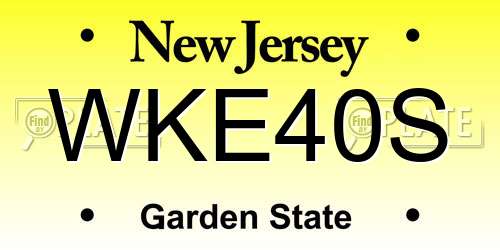 WKE40S New Jersey License Plate