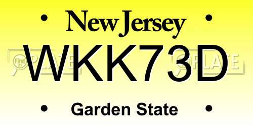 WKK73D New Jersey License Plate