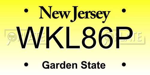 WKL86P New Jersey License Plate