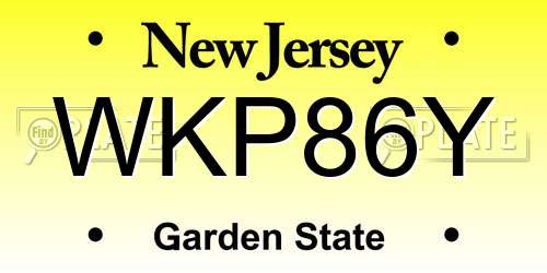 WKP86Y New Jersey License Plate