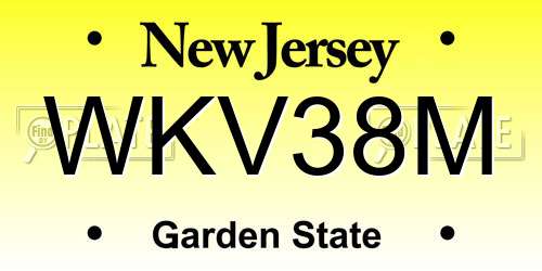 WKV38M New Jersey License Plate