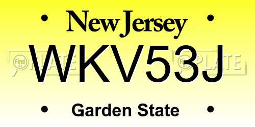 WKV53J New Jersey License Plate