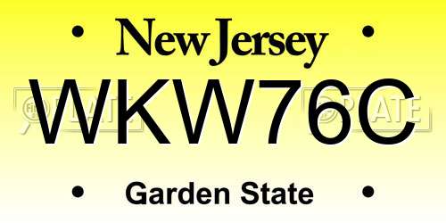 WKW76C New Jersey License Plate
