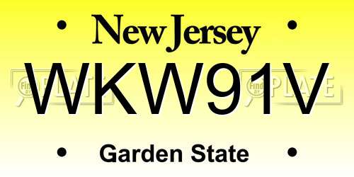 WKW91V New Jersey License Plate