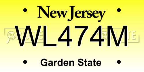 WL474M New Jersey License Plate