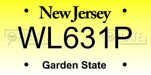 WL631P New Jersey License Plate