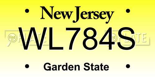 WL784S New Jersey License Plate