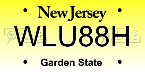 WLU88H New Jersey License Plate