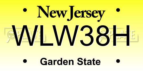 WLW38H New Jersey License Plate