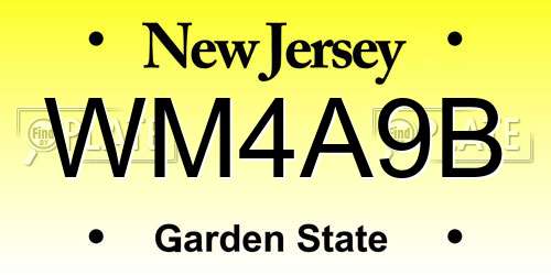WM4A9B New Jersey License Plate
