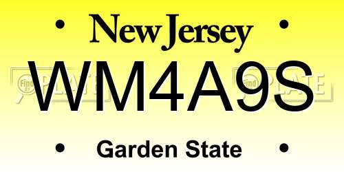 WM4A9S New Jersey License Plate