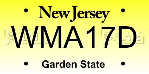 WMA17D New Jersey License Plate