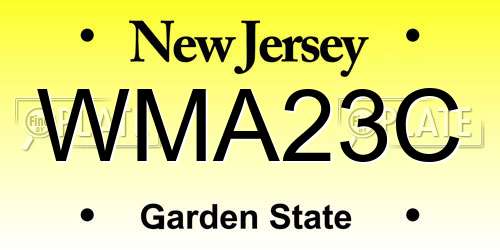 WMA23C New Jersey License Plate