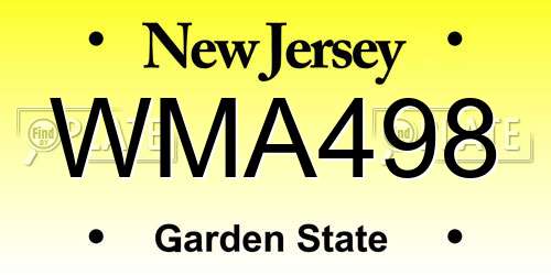 WMA498 New Jersey License Plate
