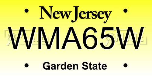 WMA65W New Jersey License Plate