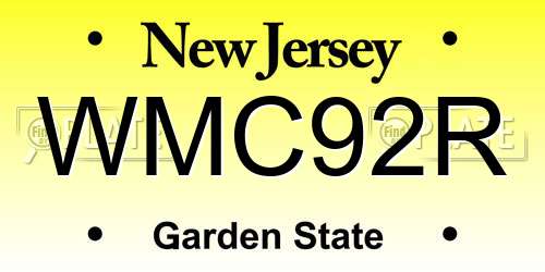 WMC92R New Jersey License Plate
