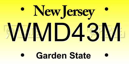 WMD43M New Jersey License Plate