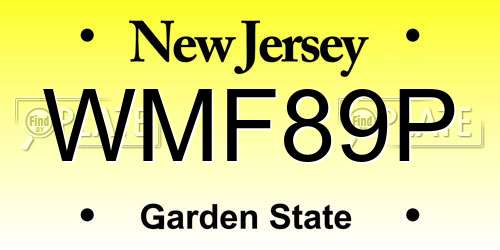 WMF89P New Jersey License Plate