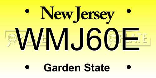 WMJ60E New Jersey License Plate