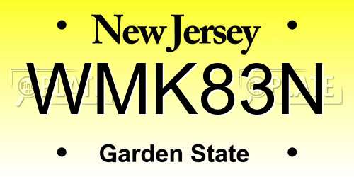 WMK83N New Jersey License Plate