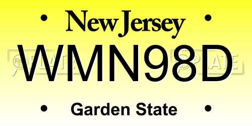 WMN98D New Jersey License Plate