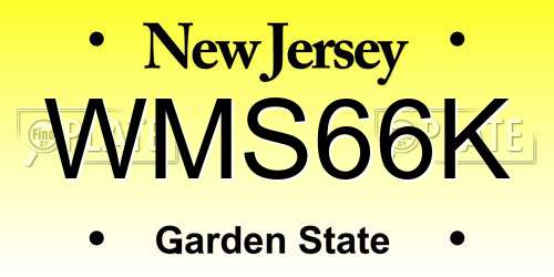 WMS66K New Jersey License Plate
