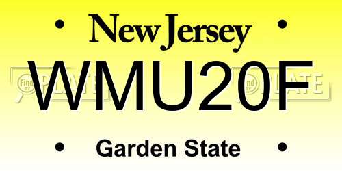 WMU20F New Jersey License Plate