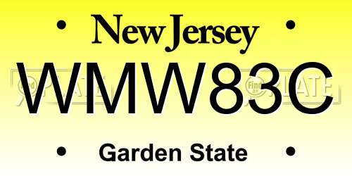 WMW83C New Jersey License Plate