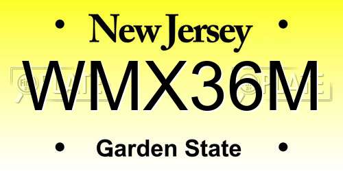 WMX36M New Jersey License Plate