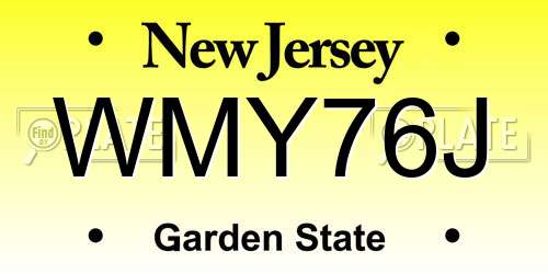 WMY76J New Jersey License Plate