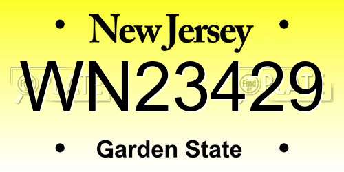 WN23429 New Jersey License Plate