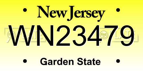 WN23479 New Jersey License Plate