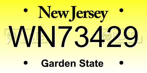 WN73429 New Jersey License Plate